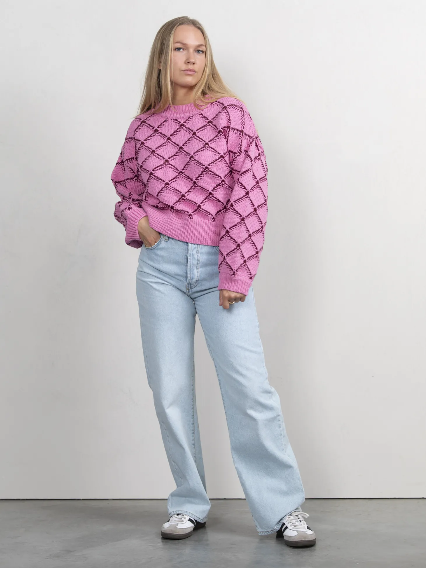 Selected Bedrukt Gecropt Sweater Olivia Moonlite Mauve Cheap