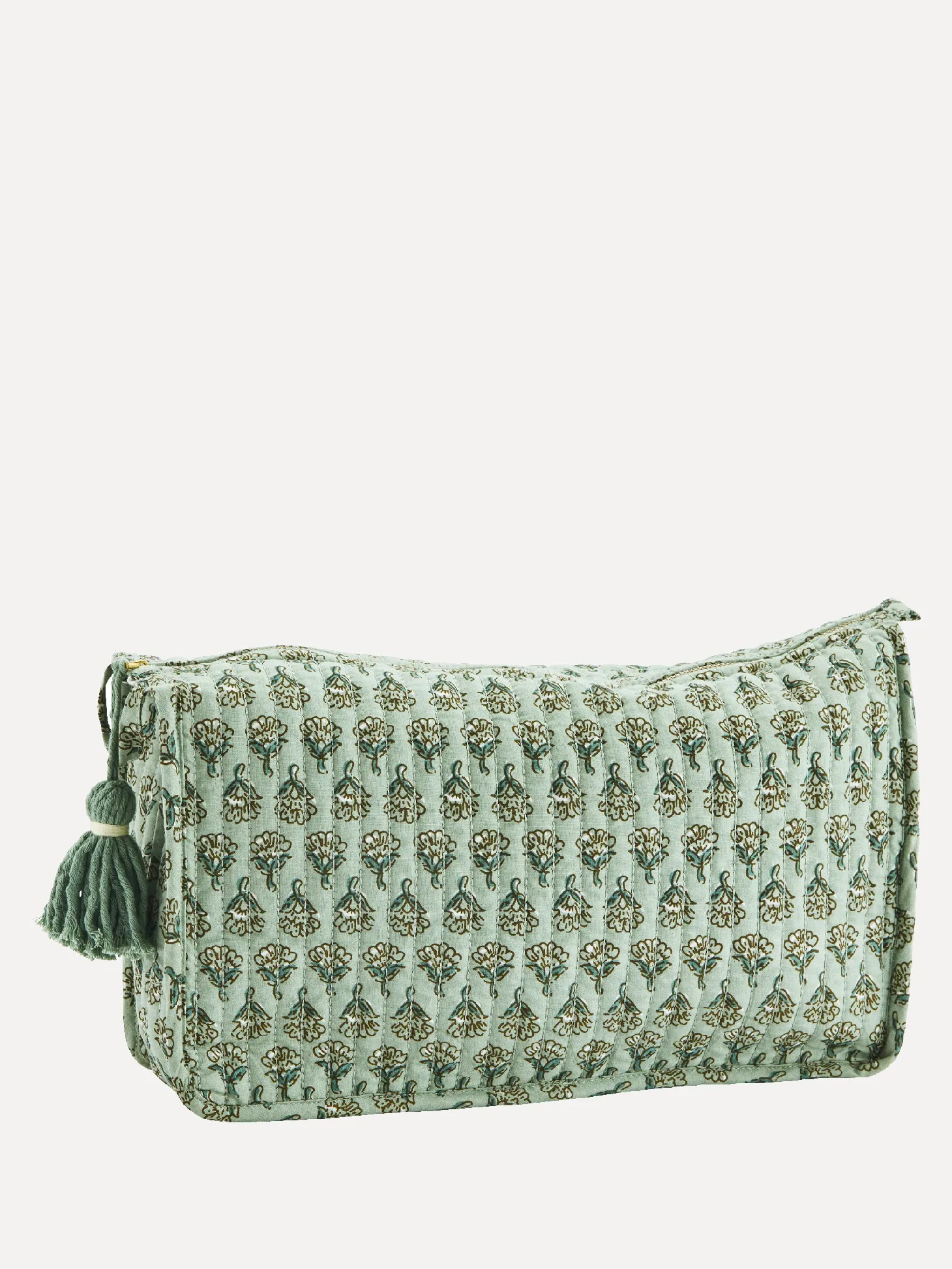 Madam Stoltz Bedrukte Toilettas Met Kwastje Light Green/Aqua/Brown Flash Sale