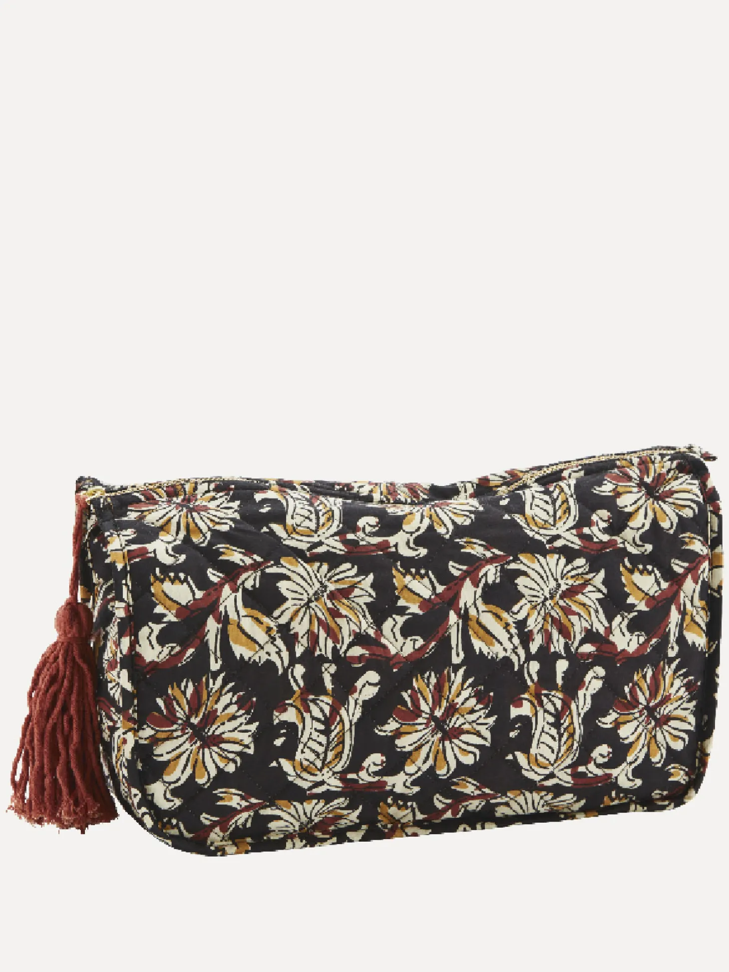Madam Stoltz Bedrukte Toilettas Met Kwastje Black/Off White/Red/Mustard Online