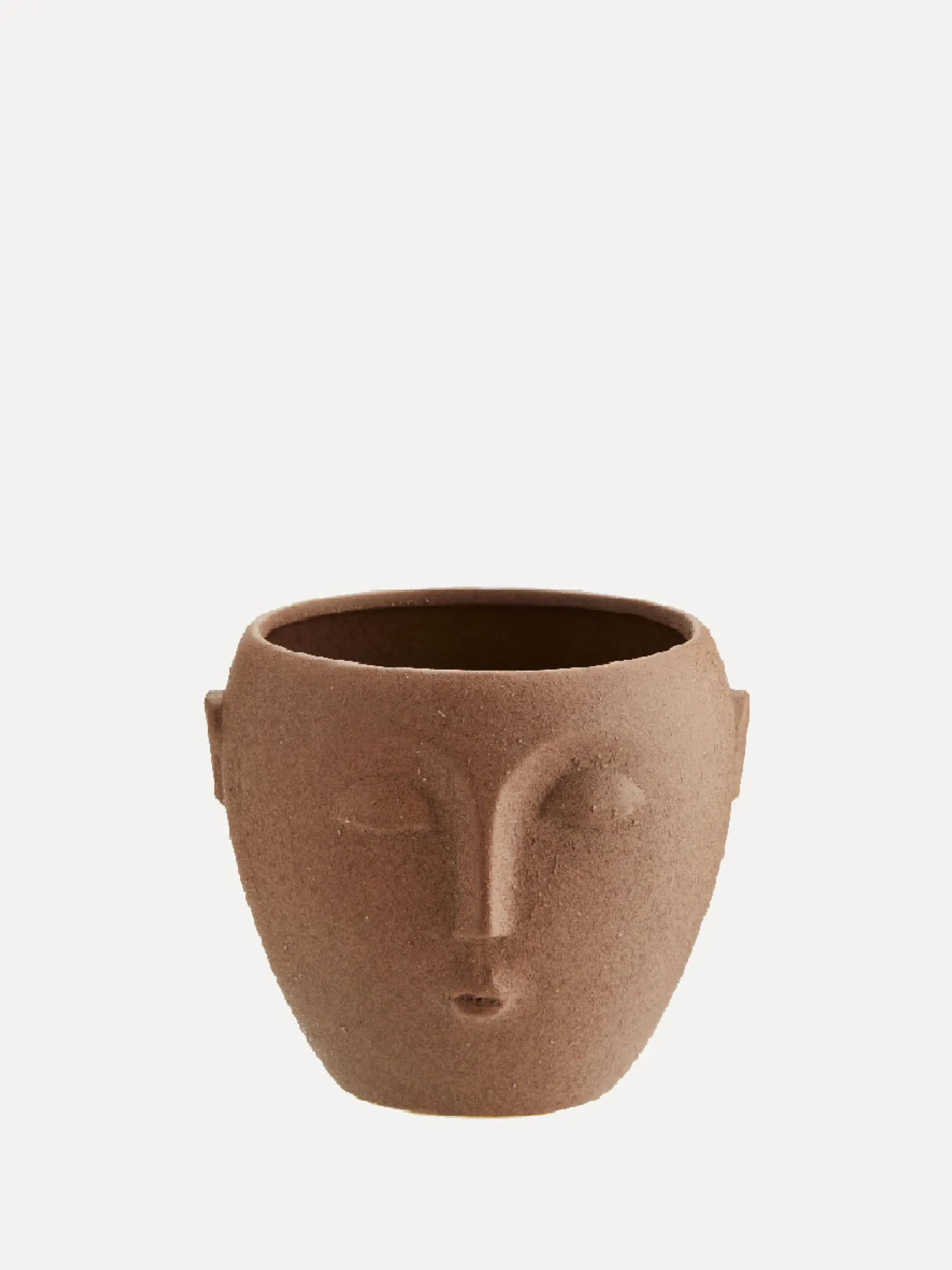 Madam Stoltz Bloempot Met Gezicht Opdruk Matt Terracotta Hot