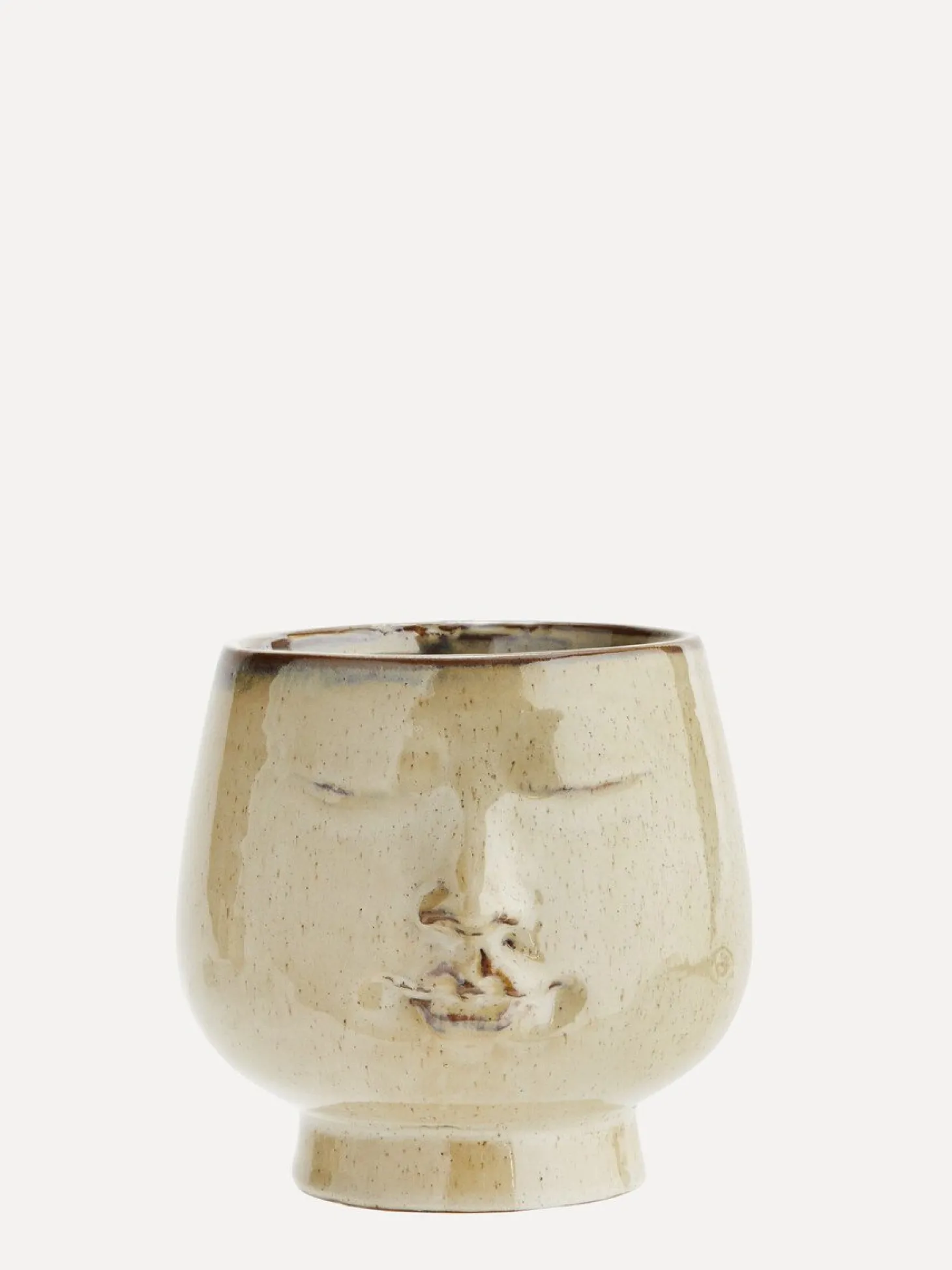 Madam Stoltz Bloempot Met Gezicht Opdruk Creme/Brown Cheap