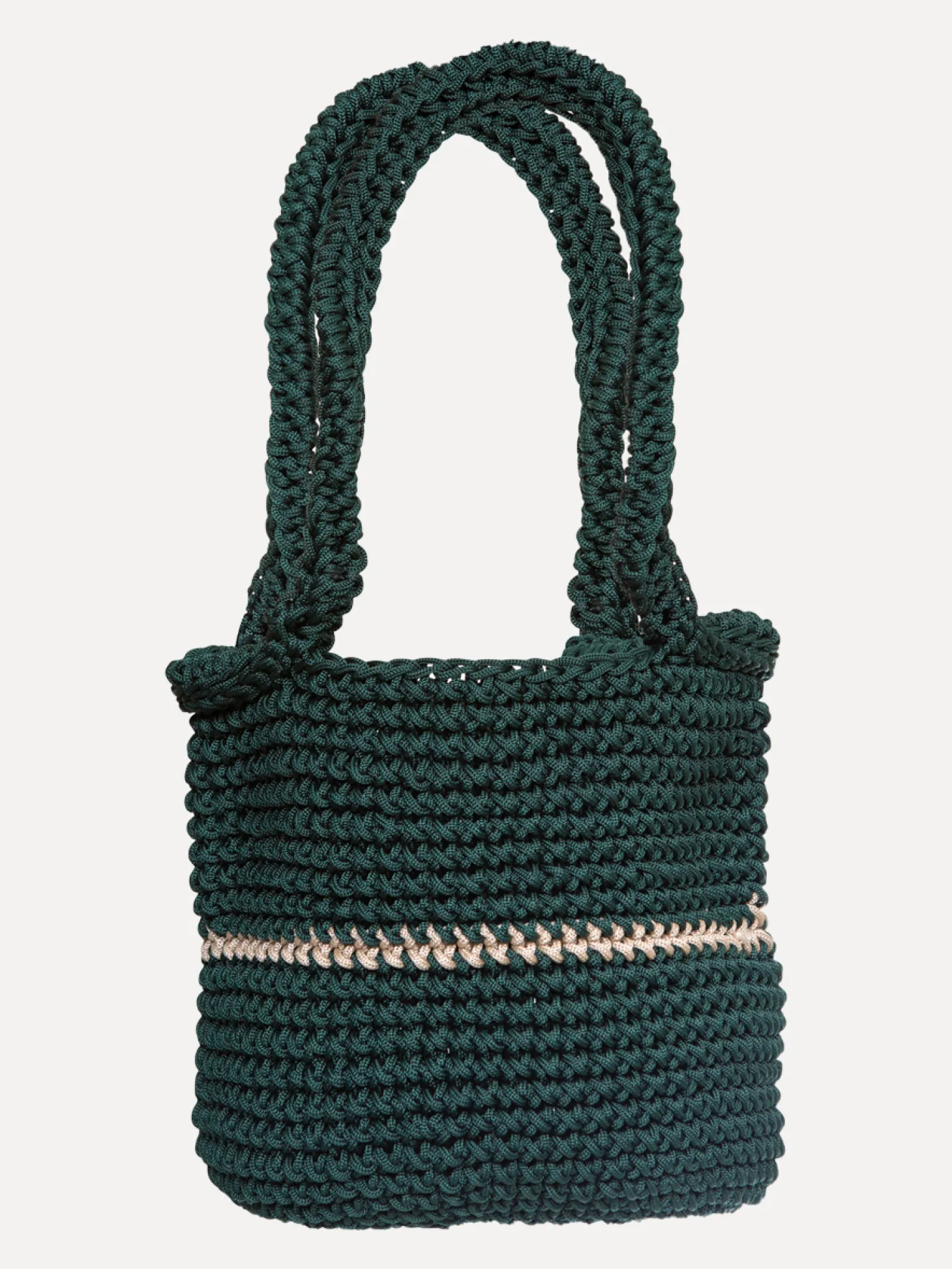 Les Soeurs Crochet Shopper Elani Bottle Green/Beige Outlet