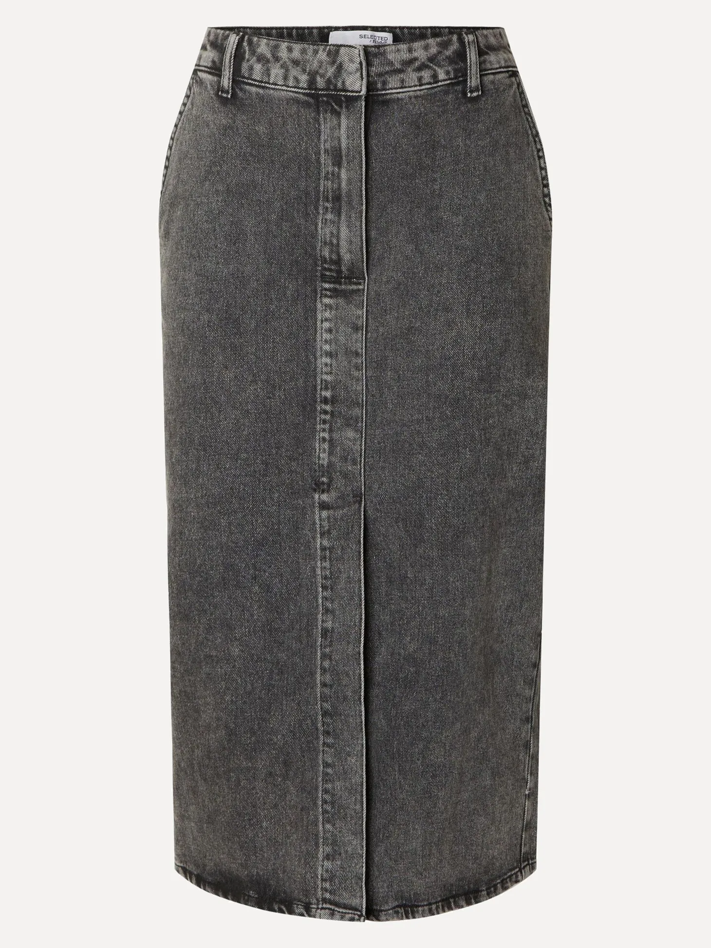 Selected Denim Midi Rok Cali Dark Grey Denim Best