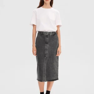 Selected Denim Midi Rok Cali Dark Grey Denim Best