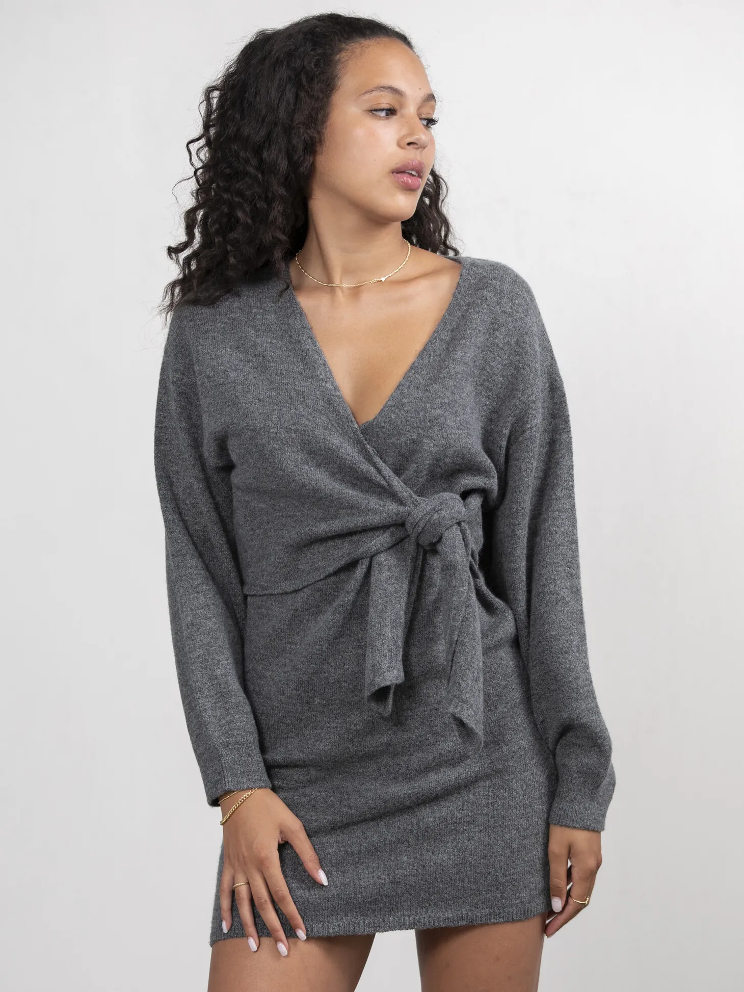 Edited Gebreide Jurk Loran Grey Melange Best Sale