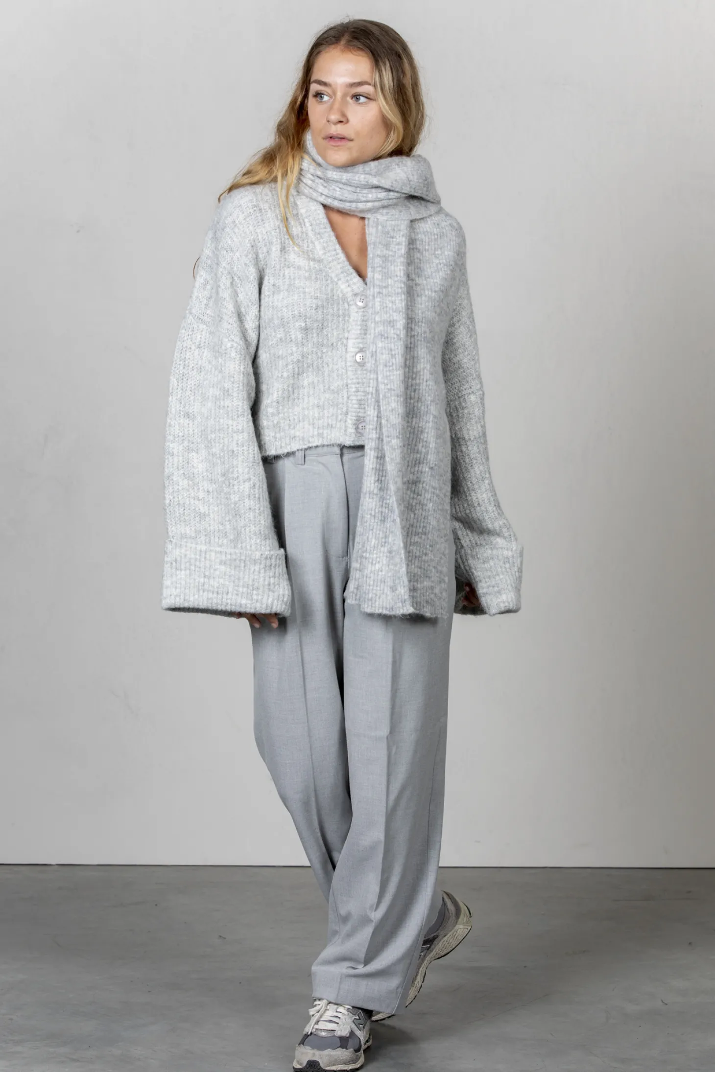 Selected Gebreide Sjaal Lulu Linna Light Grey Melange Best Sale