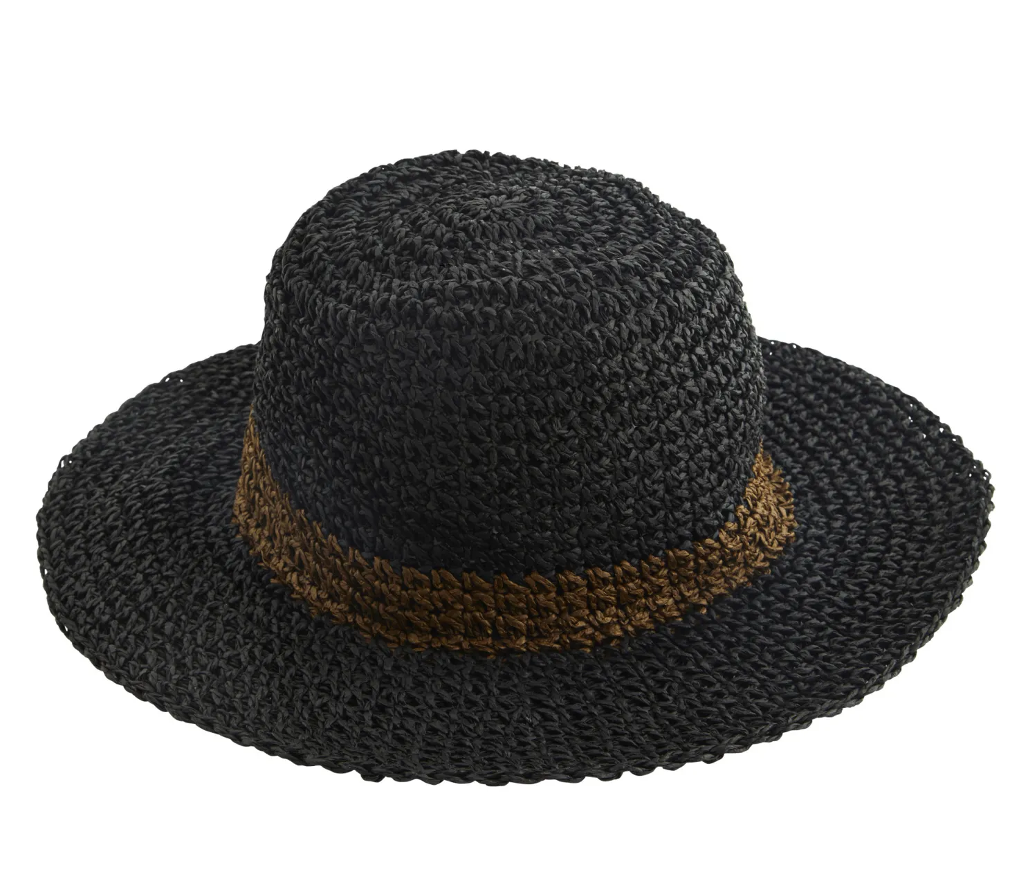 Madam Stoltz Gehaakte Hoed Black Brown Discount