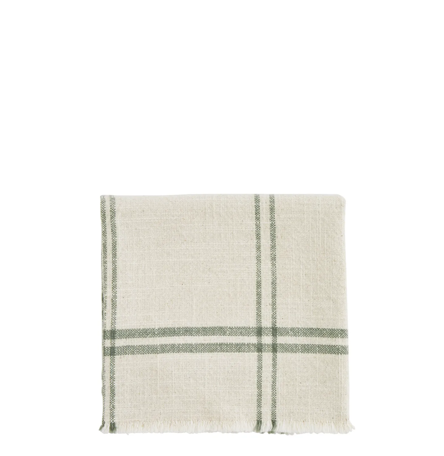 Madam Stoltz Geruite Keukenhanddoek Ecru/Green Fashion
