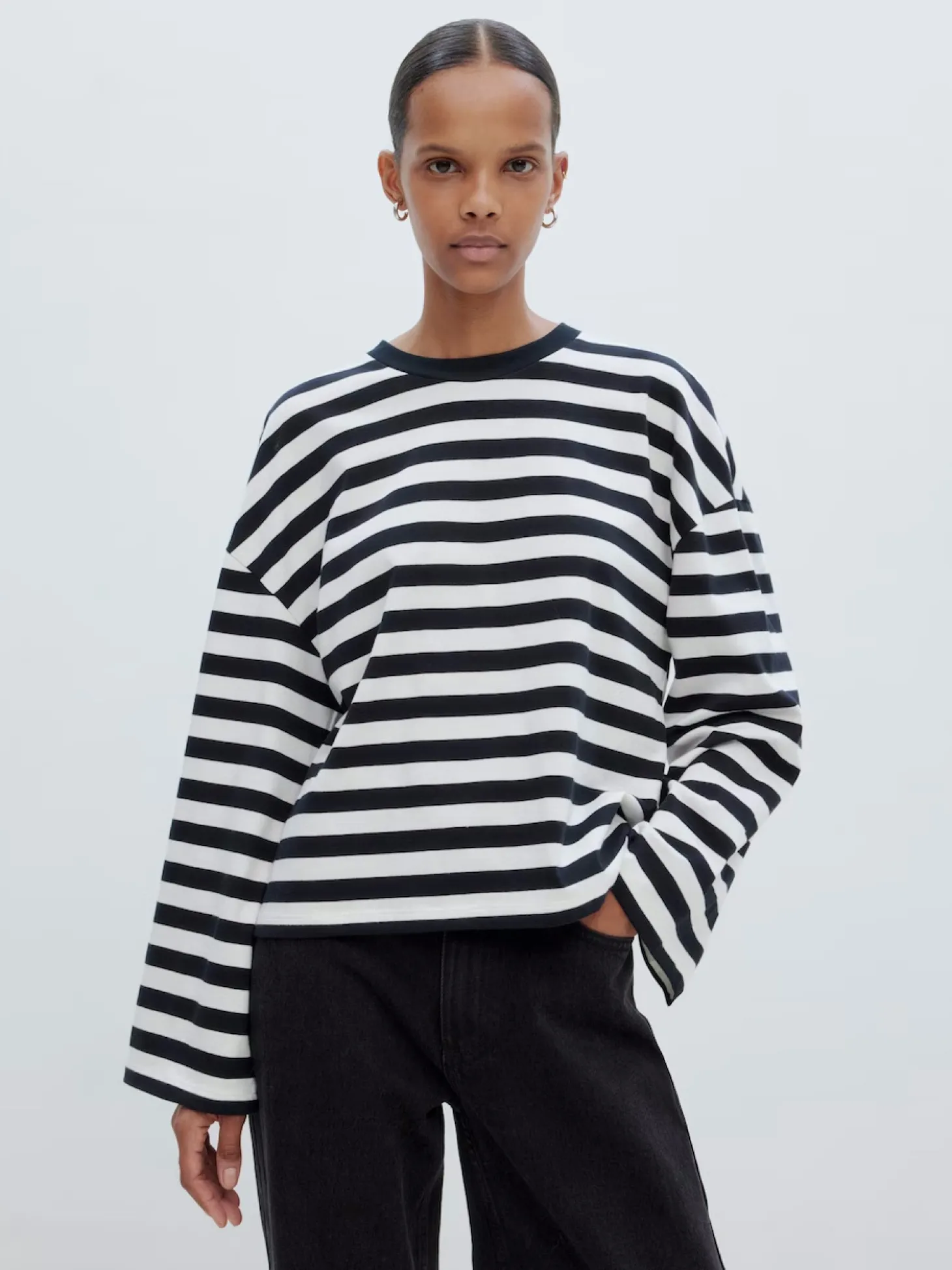 Edited Gestreept T-Shirt Met Lange Mouwen Delfia Black & White Stripes Online