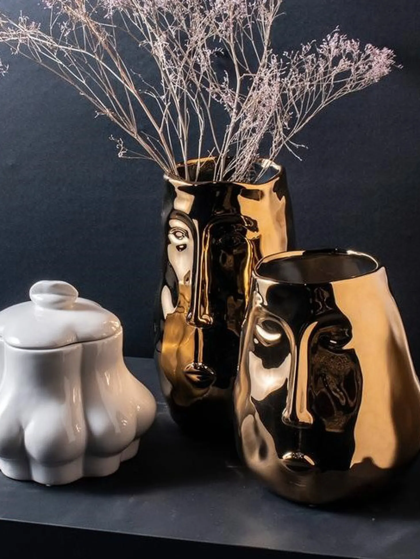 Gusta Gouden Vaas Met Gezicht Gold Hot
