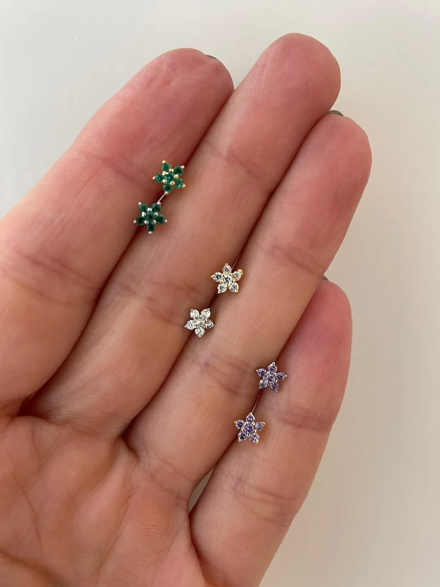 Les Soeurs Oorbel Jolie Flower Strass Green Silver Outlet