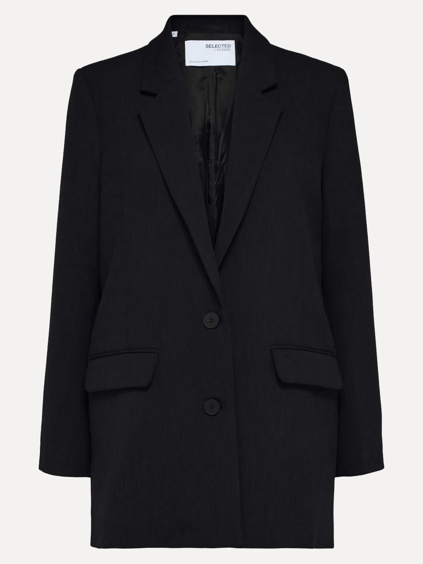 Selected Oversized Single-Breaster Blazer Rita Black Discount