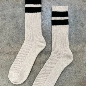 Le Bon Shoppe Sokken Grandpa Varsity Oatmeal Black Stripe Sale