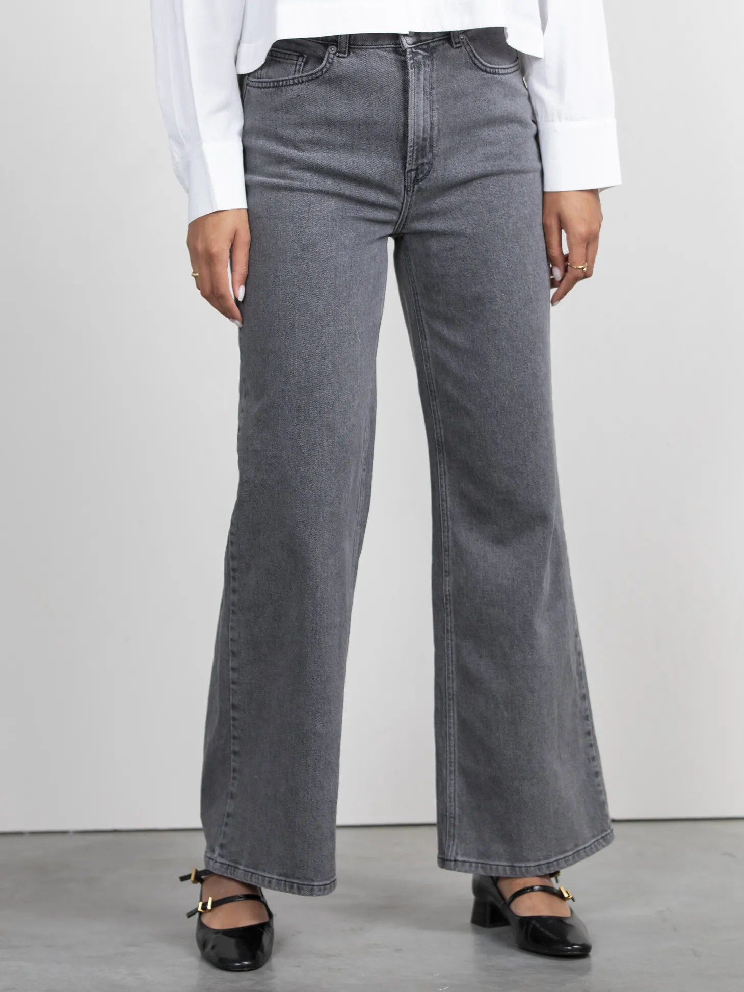 Selected Wide Fit Jeans Eloise Light Grey Denim Cheap