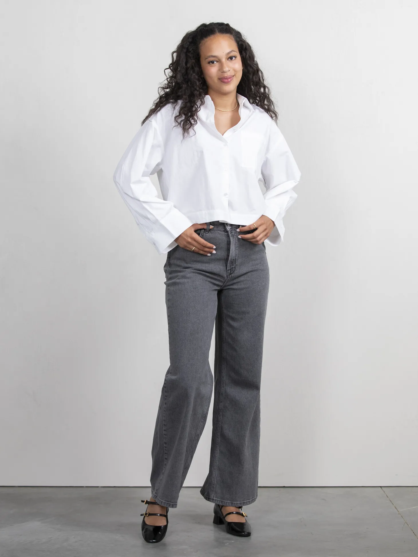 Selected Wide Fit Jeans Eloise Light Grey Denim Cheap