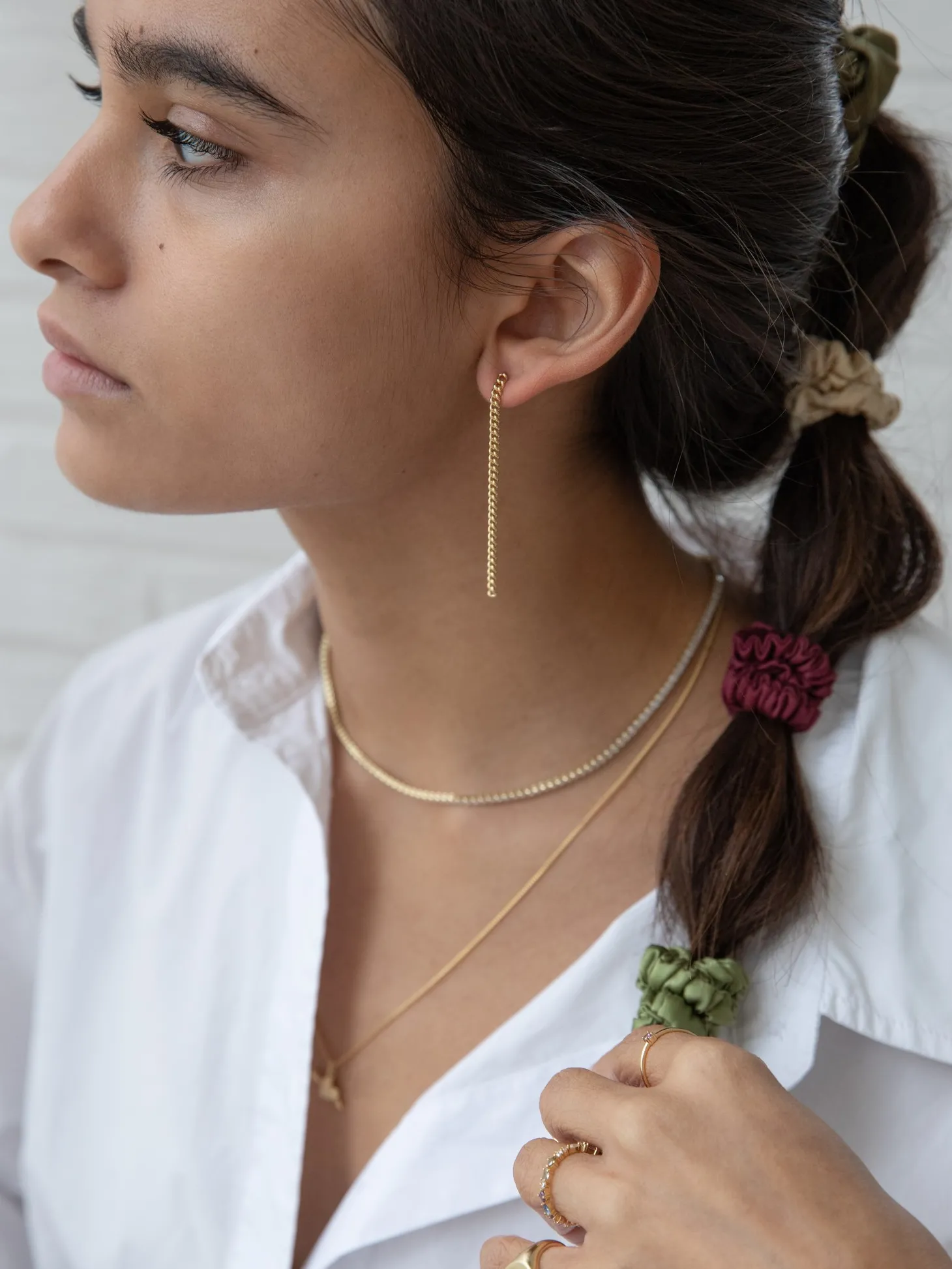 Les Soeurs Zijden Scrunchie Olive Flash Sale